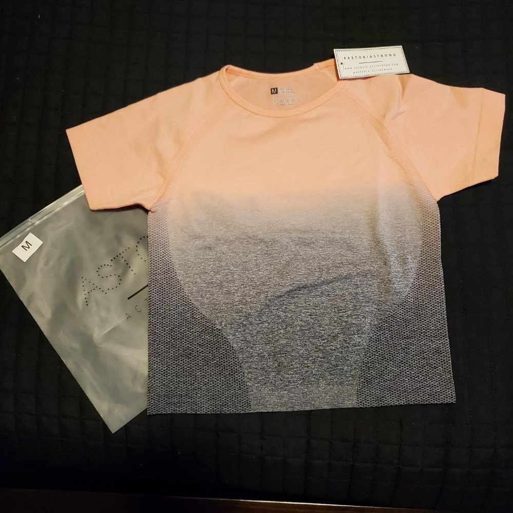 NEVER WORN! Astoria Seamless Ombre Cropped Tee - Grey Pink